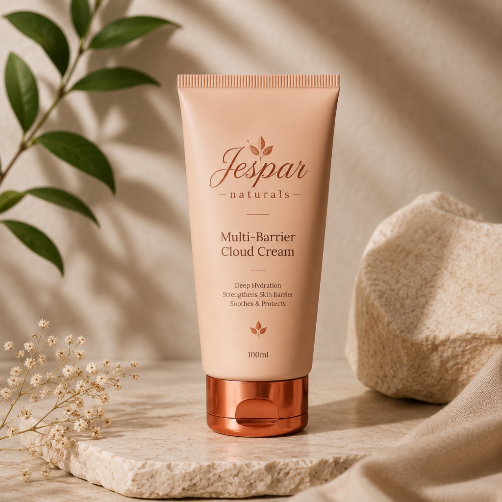 Jespar Multi-Barrier Cloud Cream 100ml Matte Squeeze Tube Redesigned Master Render